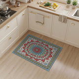 Multi-color and Patterns Vibrant Red Teal Mandala Persian Area Rug
