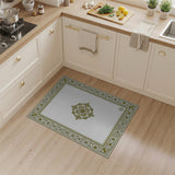 Gold and Silver Traditional Persian Ornate Gold Floral Border Area Rug