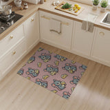 Cute Cartoon Mice Cheese Pink Area Rug