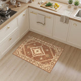 Distressed Brown Tribal Area Rug