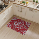 Red Traditional Persian Red Persian Floral Medallion Area Rug
