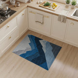 Geometric Modern Blue and Teal Layered Blue Mountains Geometric Area Rug