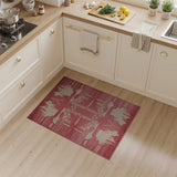 Bold Red Heritage Tribal Area Rug with Geometric Silhouettes