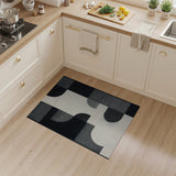 Black White Curved Geometric Area Rug