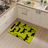 Kids Cartoon Playful Black Cats Yellow Area Rug
