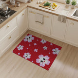 Kawaii Cherry Blossom Faces Red Area Rug
