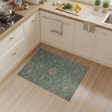 Teal Green Floral Persian Area Rug