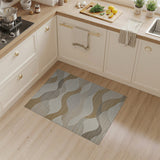 Abstract Wavy Beige Neutral Abstract Area Area Rug