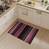 Bold Pink Black Striped Boho Area Rug