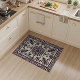 Ornate Ivory Maroon Floral Medallion Rug