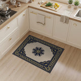 Navy Gold Ornate Floral Persian Area Rug