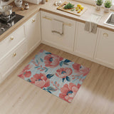 ODIKA Washable Pink Floral Area Rug - Low Pile Non-Slip Modern Flower Carpet