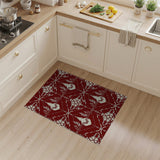 Festive Red Christmas Tree Swan Geometric Rug