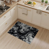 Swirling Black Ink Abstract Area Rug