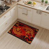 Majestic Golden Dragons Red Area Rug