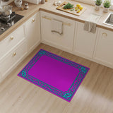 Vibrant Purple Area Rug with Teal Floral Border