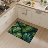 Lush Green Monstera Leaves Boho Chic Area Rug