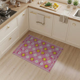 Pink Cheerful Pink Daisy Floral Area Rug