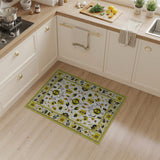 Yellow Sunflower Floral Area Rug with Gold Border