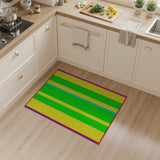 Vibrant Yellow Green Blue Striped Area Rug