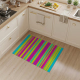 Vibrant Cyan Yellow Pink Striped Area Rug