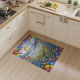 Rainbow Heart Meadow Washable Area Rug
