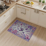 Purple Floral Butterflies Area Rug