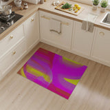 ODIKA Modern Abstract Neon Pink & Yellow Washable Rug - Low Pile Non-Slip Area Rug