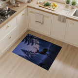 Twilight Red Stag in Misty Pine Forest Rug