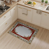 Ornate Red Gold Floral Baroque Border Rug
