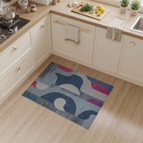Blue and Teal Modern Blue Geometric Abstract Area Rug