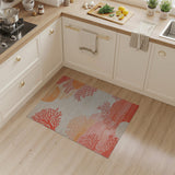 ODIKA Washable Coral Reef Abstract Low Pile Non-Slip Area Rug