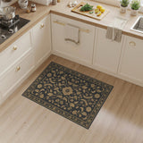 Black and Gold Floral Vintage Area Rug