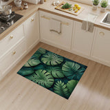 Green Boho Chic Lush Monstera Leaves Green Area Rug