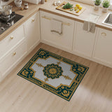 Ornate Gold Emerald Medallion Persian Rug