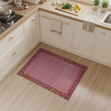 Pink Hot Pink Leopard Print Border Area Rug