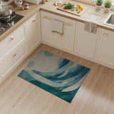 Abstract Area Blue and Teal Blue Abstract Wave Area Rug