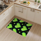 Green Pixel Hearts Area Rug