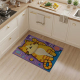 Playful Waving Orange Cat Tufted Area Rug