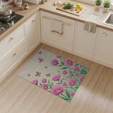 Whimsical Pink Cosmos Flowers Butterflies Area Rug