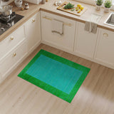 Teal Green Striped Distressed Area Rug