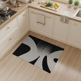Bold Black White Curved Geometric Rug