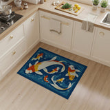 Swirling Koi Fish Navy Blue Area Rug