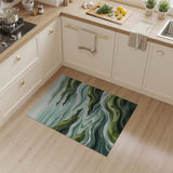 Teal Waves and Emerald Cliffs Coastal Rug