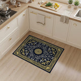 Ornate Navy Gold Traditional Persian Area Rug