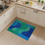 Fluid Ocean Waves Blue Teal Area Rug