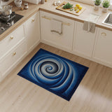 Blue and Teal Hypnotic Blue Spiral Abstract Area Rug