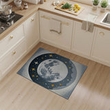 Celestial Full Moon and Stars Night Sky Rug
