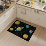 Cosmic Yellow Planets Stars Area Rug