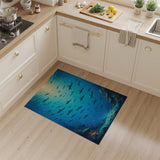 ODIKA Washable Shark Ocean World Area Rug - Non-Slip Low Pile Kids Room Decor